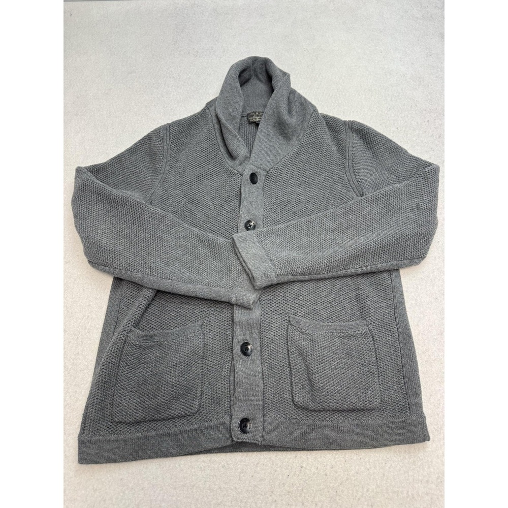 Rag & Bone Sweater Mens Medium Gray Cotton Shawl Collar Button Front Cardigan